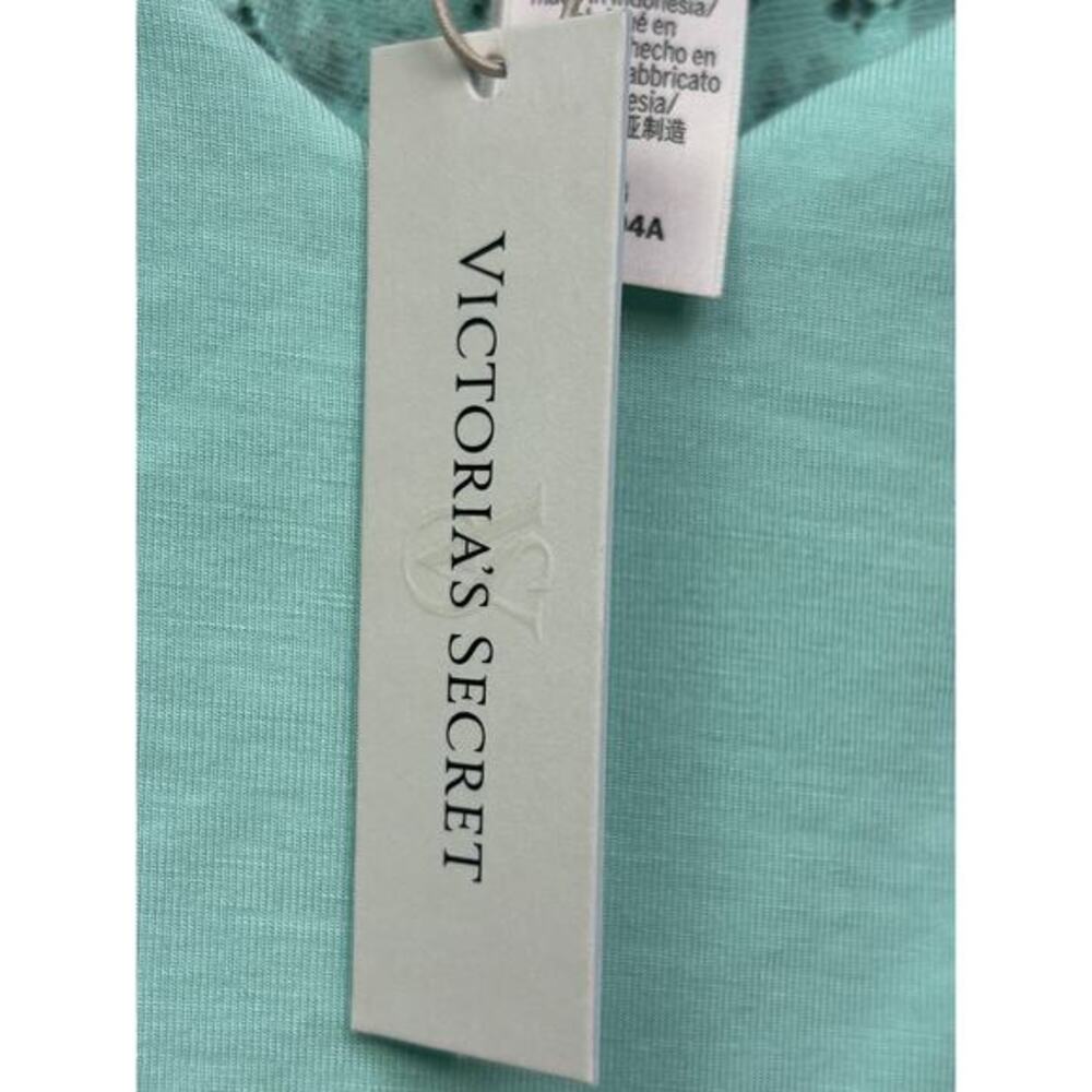 Victoria's Secret Tank Top Womens Large Aqua Blue Lace‎ Trim Double Strap New - Picture 5 of 7